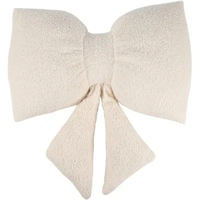 Fennco Styles Bow Shaped Decorative Filled Throw Pillow 14 X 20 Inch, Soft Plush Accent Cushion For Christmas Wint In White