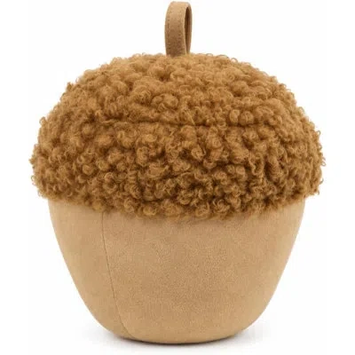 Fennco Styles Brown Acorn 10 Inch Throw Pillow, Plush Decorative Soft Textured Sherpa & Velvet Accent Pillow