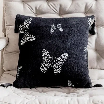 Fennco Styles Butterfly Pillow Cover In Black