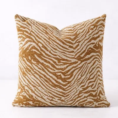 Fennco Styles Camel Soft Textured  Chenille Jacquard Decorative Filled Throw Pillow 18" X 18"
