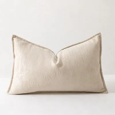 Fennco Styles Champagne Chenille Woven Minimalist Decorative Throw Pillow Cover 12" X 20"
