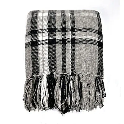 Fennco Styles Chenille Tasseled Throw In Gray