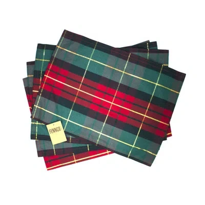 Fennco Styles Classic Red & Green Holiday Tartan Plaid Placemats, Set Of 4
