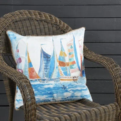 Fennco Styles Colorful Sailboats Throw Pillow Cover 20" W X 20" L In Blue