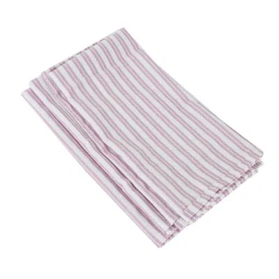 Fennco Styles Coral Stripe Everyday Design Table Cloth Napkins, Set Of 4 In Pink