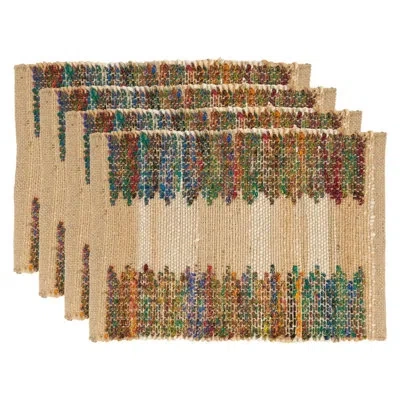 Fennco Styles Cotton Blend Striped Rectangle Placemant In Multiclored