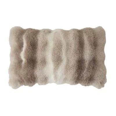 Fennco Styles Faux Fur Pillow Cover In Gray