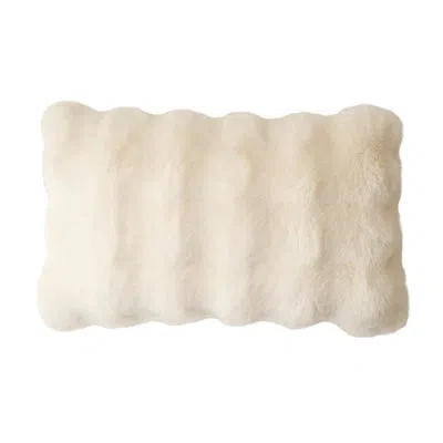 Fennco Styles Faux Fur Throw Pillow In Ivory