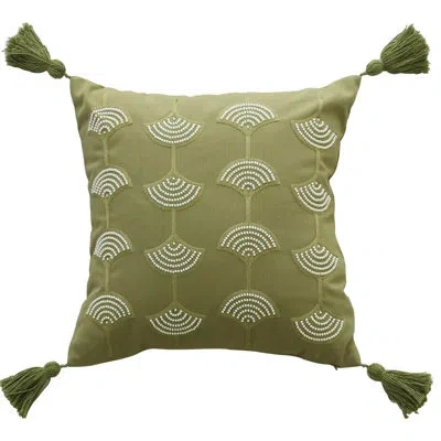 Fennco Styles Floral Cotton Pillow Cover In Green Floral