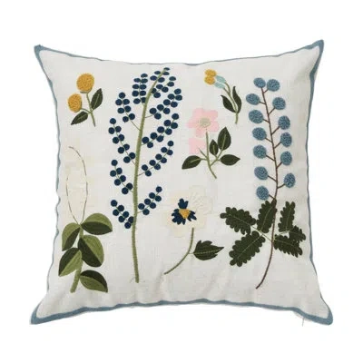 Fennco Styles Floral Linen Pillow Cover In Green