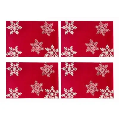 Fennco Styles Geometric - Set Of 4 In White;red
