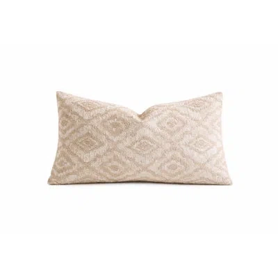 Fennco Styles Geometric Woven Throw Pillow Cover 12" X 20" - Beige Textured Decorative Pillow Case, 2-pack In Brown
