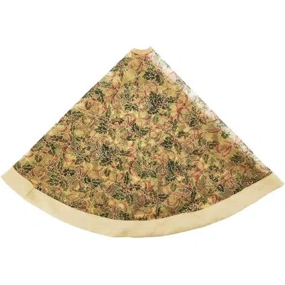 Fennco Styles Gold Accent Christmas Holiday Tree Skirt, 48 Inch Round