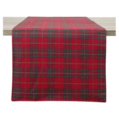 Fennco Styles Green Rustic Tartan Plaid 16"x72" Table Runner In Red