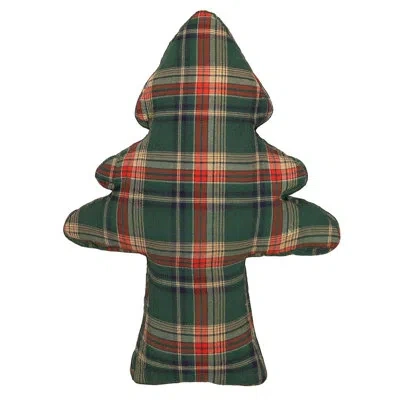 Fennco Styles Green Tartan Plaid Christmas Tree Decorative Filled Throw Pillow 18" W X 24" L