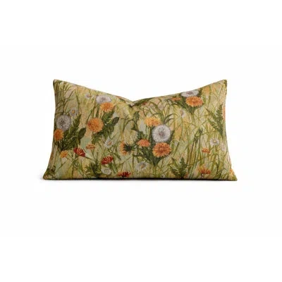 Fennco Styles Green Wildflower Meadow Lumbar Throw Pillow Cover 12" X 20", 1-pack