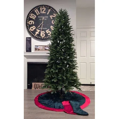 Fennco Styles Green-red Vintage Velvet Quilted Diamond Christmas Tree Skirt 52" Round In Gray