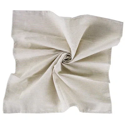 Fennco Styles Hairline Stripes Cotton Table Cloth Napkins, Set Of 4 In Beige