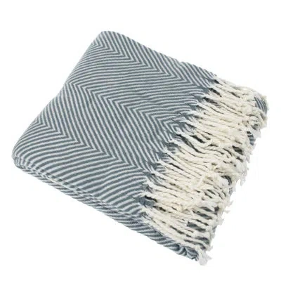 Fennco Styles Herringbone Throw In Frost Green