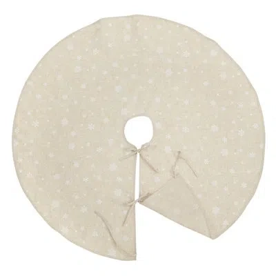Fennco Styles Holiday Snowflakes Christmas Tree Skirt Round In Beige