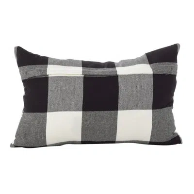 Fennco Styles Indoor / Outdoor Checkered Rectangular Lumbar Pillow Cover In Black,white,pillow Cover Only - No Insert