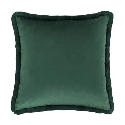 Fennco Styles Jasper Green Velvet Fringed Decorative Throw Pillow Cover Only 17" W X 17" L In Pillow Cover Only - No Insert