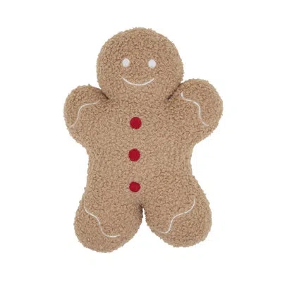 Fennco Styles Lovely Brown Plush Gingerbread Man Christmas Decorative Throw Pillow 9" X 12" - Poly Filled