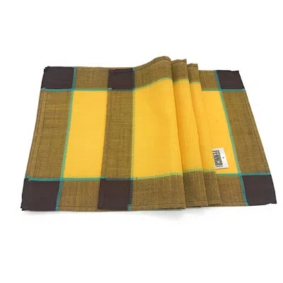Fennco Styles Marigold Striped Border Placemats, Set Of 4