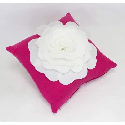 Fennco Styles Mint Large Felt 3d Rose Decorative Flower Throw Pillow Cover 17 X 17 Inch In Fuchsia,pillow Cover Only - No Insert