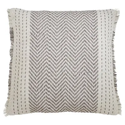 Fennco Styles Modern Kantha Stitch Design 100% Cotton Decorative Throw Pillow Cover In Gray