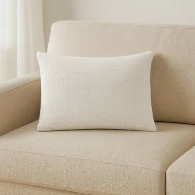 Fennco Styles Modern Minimalist Textured Nubby Weave Filled Throw Pillow In Ivory