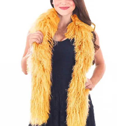 Fennco Styles Mongolian Lamb Fur Ultra Soft Scarf In Gold