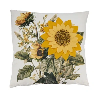 Fennco Styles Multicolor Felt Appliqué Sunflower Decorative Throw Pillow Cover 18" W X 18" L