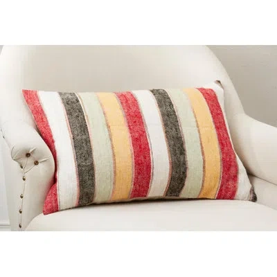 Fennco Styles Multicolor Striped Design 100% Cotton Rectangular Throw Pillow Cover 16" W X 24" L