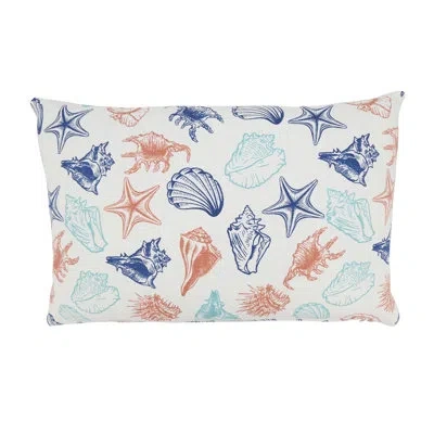 Fennco Styles Multicolored Coastal Seashells Cotton Decorative Pillow Cover 20" W In Silver