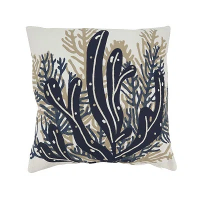 Fennco Styles Multicolored Nautical Sea Coral Cotton Throw Pillow Cover 18" W X 18" L