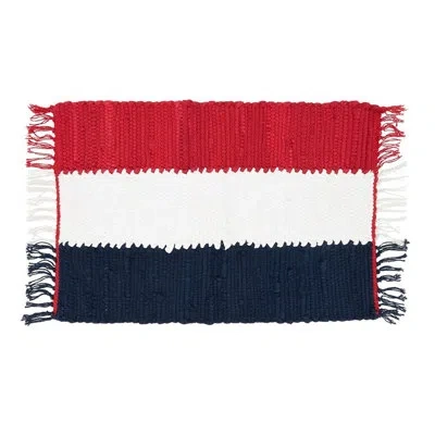 Fennco Styles Multicolored Patriotic Chindi Tassel Cotton Placemats 14" W X 20" L, Set Of 4 In Blue;white;red