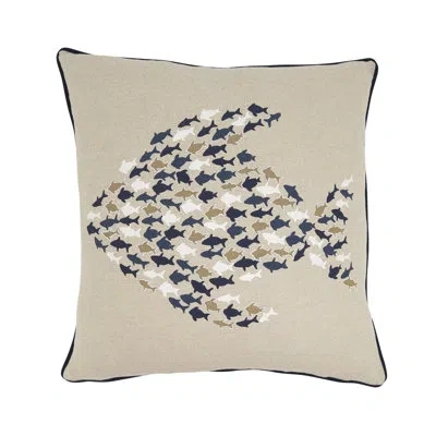 Fennco Styles Multicolored School Of Fish Cotton Throw Pillow Cover 18" W X 18" L