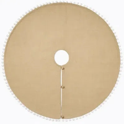 Fennco Styles Natural Patton Collection Pompom Design Decorative Jute Tree Skirt 53" Round In Brown