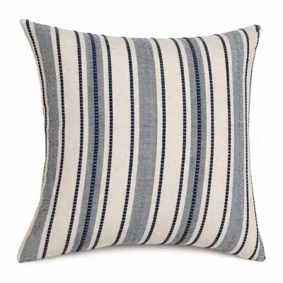 Fennco Styles Navy Blue And Cream Textured Vertical Striped Filled Throw Pillow 18" X 18", 1-pack