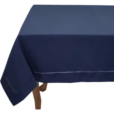 Fennco Styles Navy Blue Hemstitched Border Tablecloth