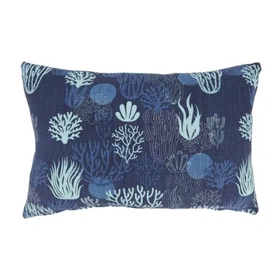 Fennco Styles Navy Blue Nautical Sea Coral Cotton Decorative Throw Pillow Cover