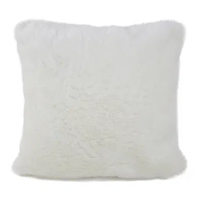 Fennco Styles Noël Blanc Faux Fur White Throw Pillow Cover In Polyester,polyfill