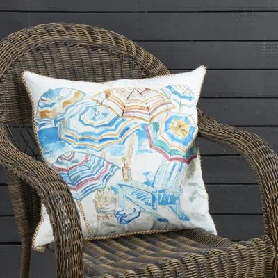 Fennco Styles Outdoor Multicolored Beach Unbrellas Throw Pillow Cover 20" W X 20" L In Multocolored