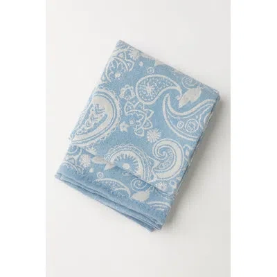 Fennco Styles Paisley Jacquard Soft Polyester Wool Throw Blanket 50" X 60" In Blue Paisley