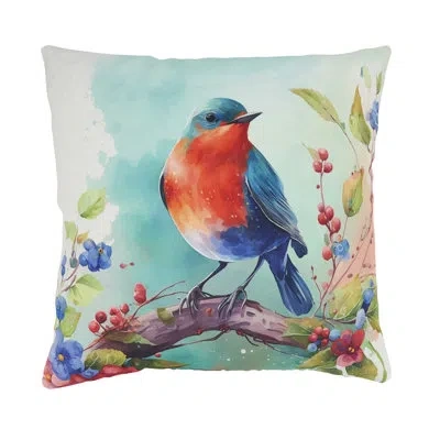 Fennco Styles Perched Bird Multicolored Poly Filled Throw Pillow 18" W X 18" L