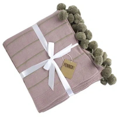 Fennco Styles Pom Pom Trim Acrylic Throw In Taupe