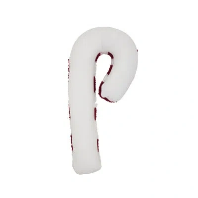 Fennco Styles Red & White Christmas Candy Cane Shaped Decorative Filled Throw Pillow In White;red