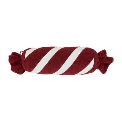 Fennco Styles Red & White Christmas Peppermint Candy Decorative Filled Throw Pillow 5" X 21" In White;red