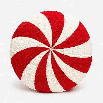 Fennco Styles Red & White Peppermint Red & White Peppermint Candy Cane Christmas Filled Throw Pillow – 15" X 15" R In White;red